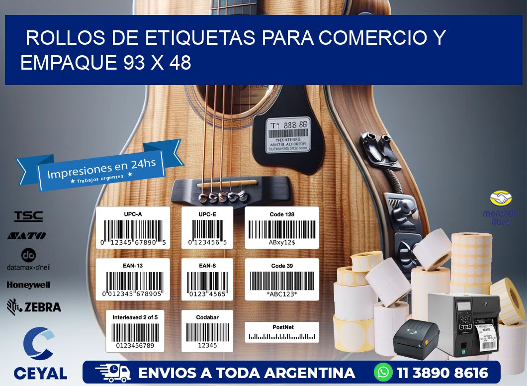 Rollos de Etiquetas para Comercio y Empaque 93 x 48