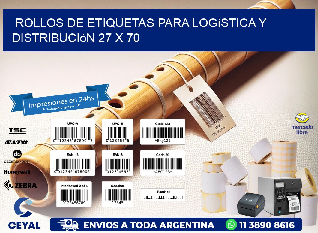 Rollos de Etiquetas para Logística y Distribución 27 x 70