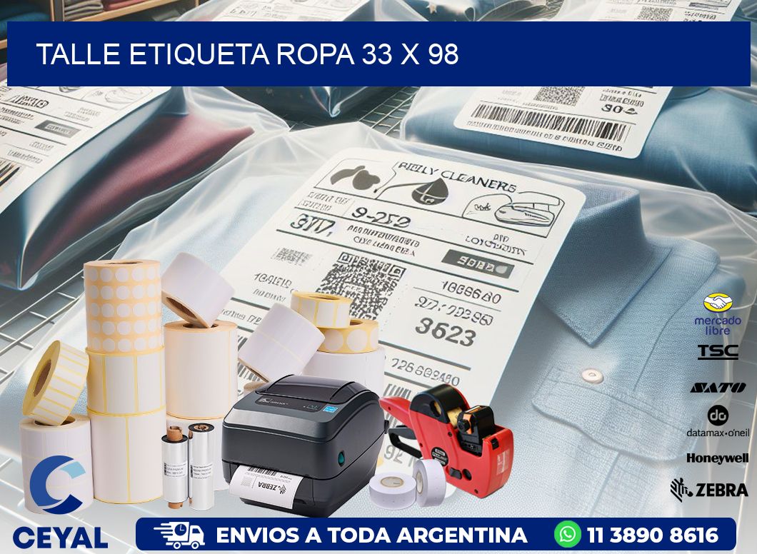 TALLE ETIQUETA ROPA 33 x 98