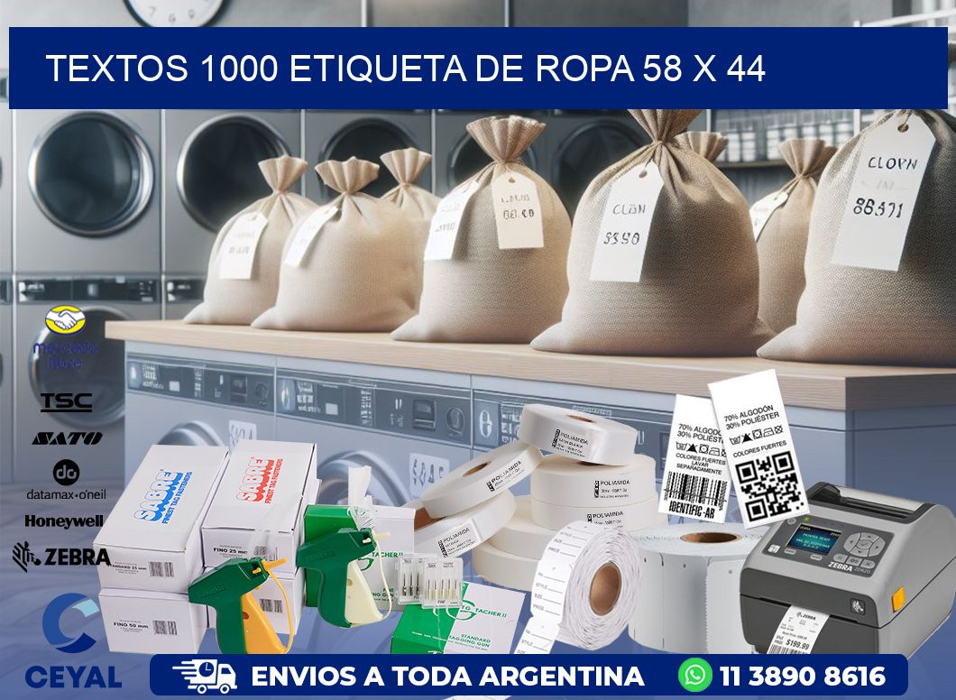 TEXTOS 1000 ETIQUETA DE ROPA 58 x 44