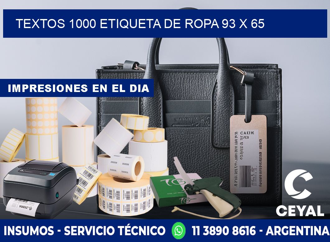 TEXTOS 1000 ETIQUETA DE ROPA 93 x 65