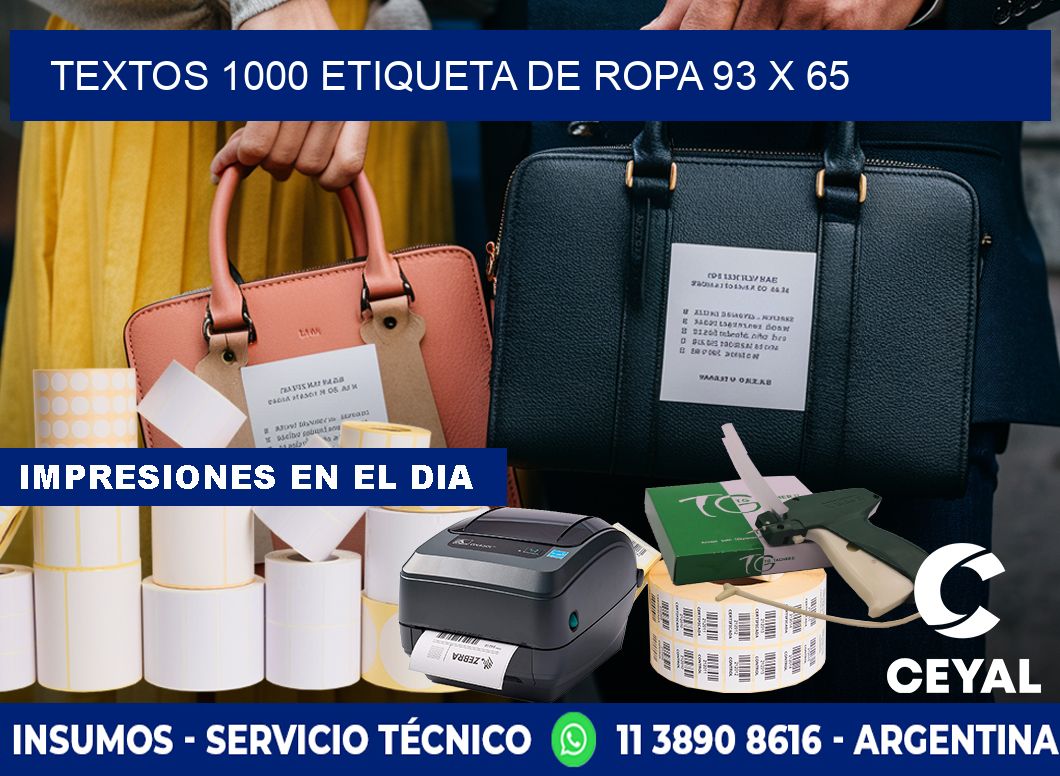 TEXTOS 1000 ETIQUETA DE ROPA 93 x 65