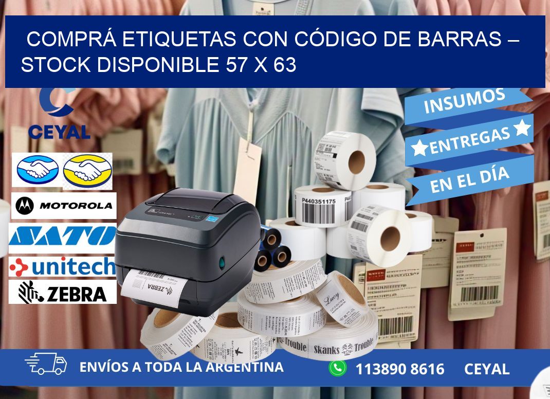 COMPRÁ ETIQUETAS CON CÓDIGO DE BARRAS – STOCK DISPONIBLE 57 x 63