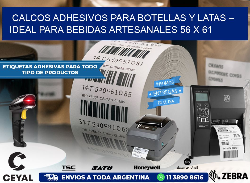 Calcos Adhesivos para Botellas y Latas – Ideal para Bebidas Artesanales 56 x 61