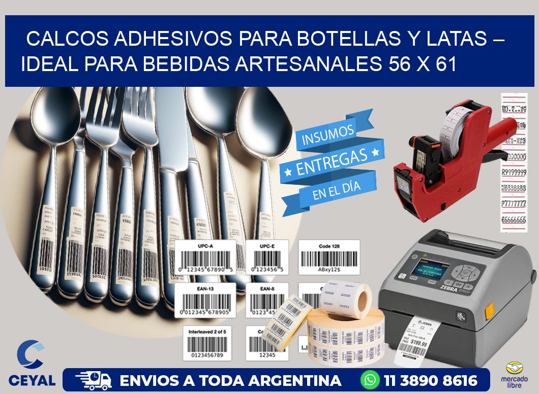 Calcos Adhesivos para Botellas y Latas – Ideal para Bebidas Artesanales 56 x 61