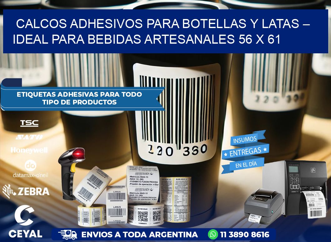 Calcos Adhesivos para Botellas y Latas – Ideal para Bebidas Artesanales 56 x 61