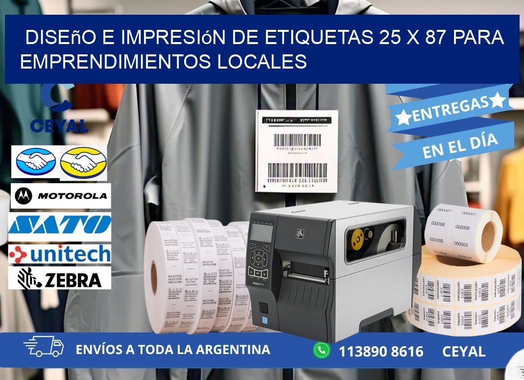 Diseño e Impresión de Etiquetas 25 x 87 para Emprendimientos Locales