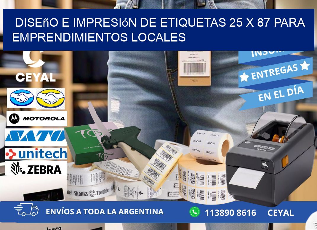 Diseño e Impresión de Etiquetas 25 x 87 para Emprendimientos Locales