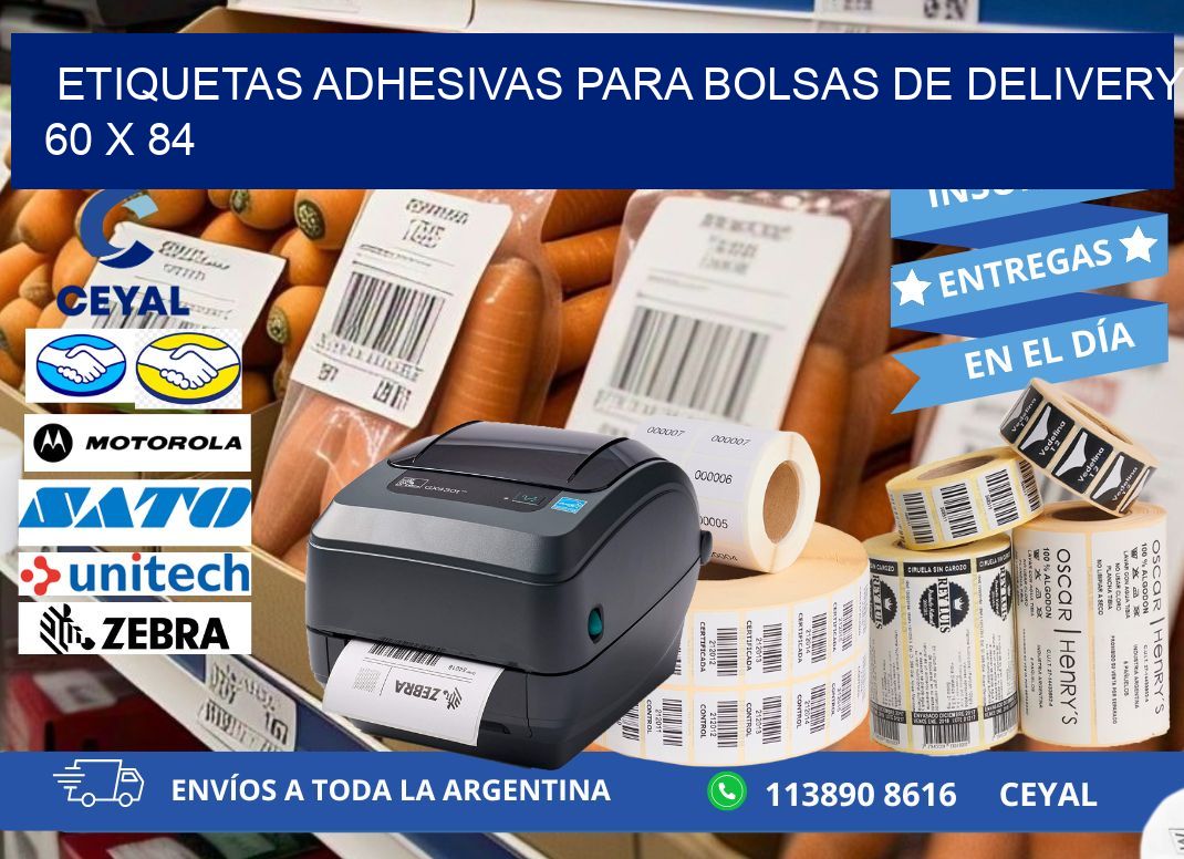 ETIQUETAS ADHESIVAS PARA BOLSAS DE DELIVERY 60 x 84