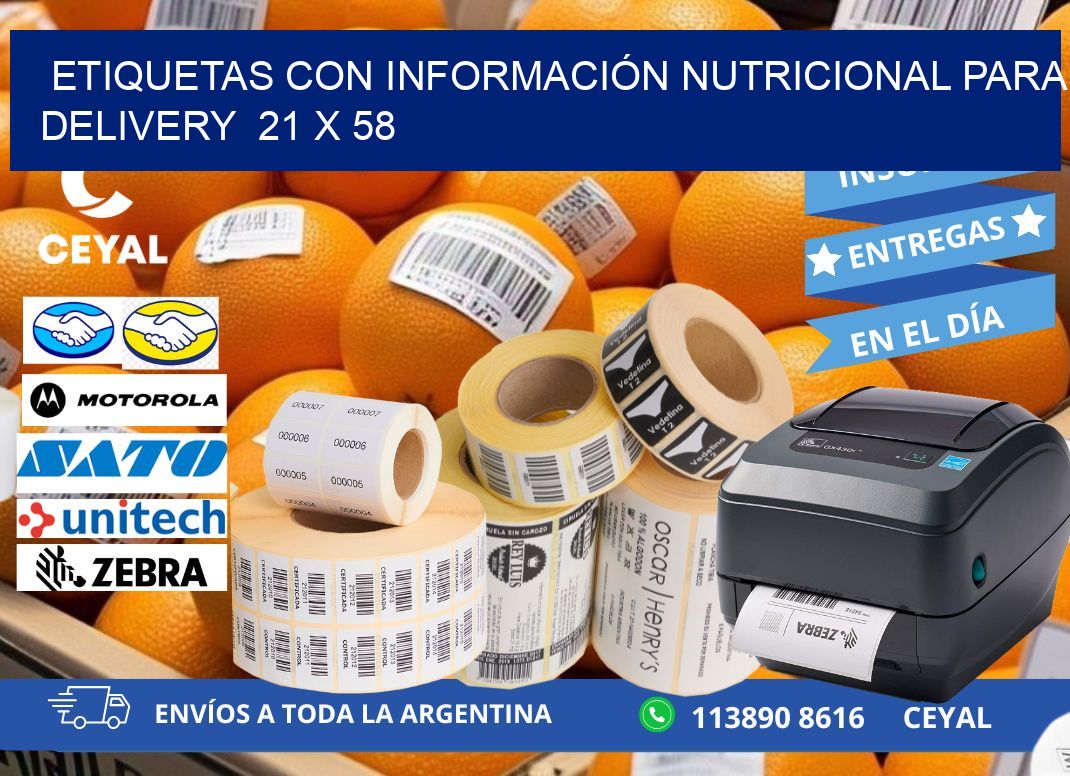 ETIQUETAS CON INFORMACIÓN NUTRICIONAL PARA DELIVERY 21 x 58