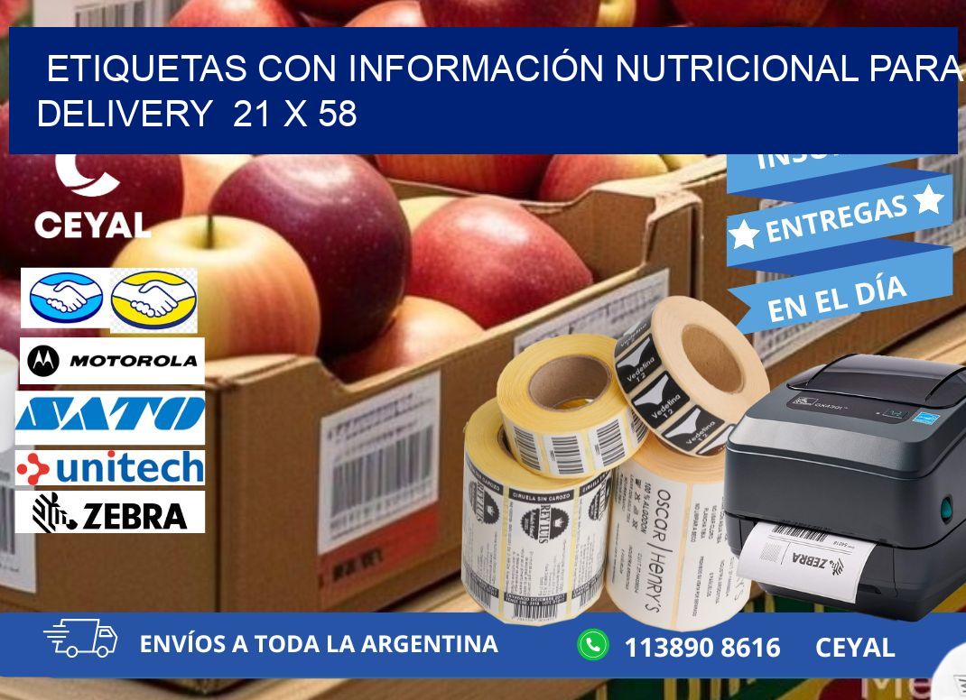 ETIQUETAS CON INFORMACIÓN NUTRICIONAL PARA DELIVERY 21 x 58