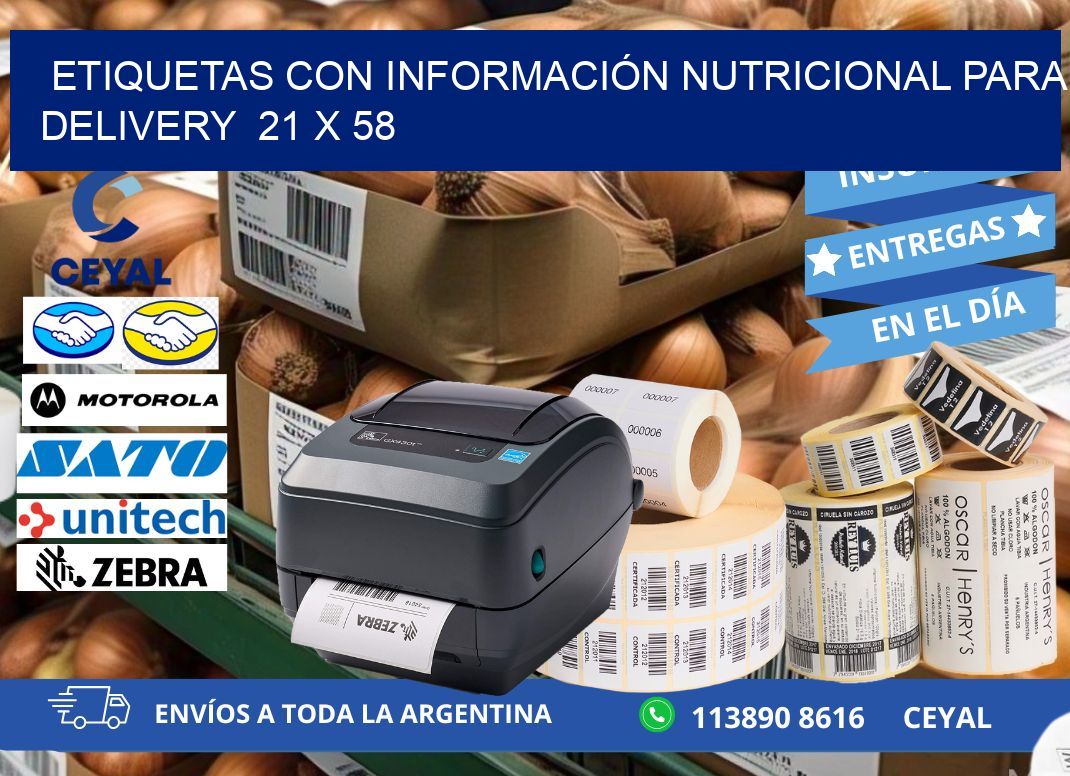 ETIQUETAS CON INFORMACIÓN NUTRICIONAL PARA DELIVERY 21 x 58