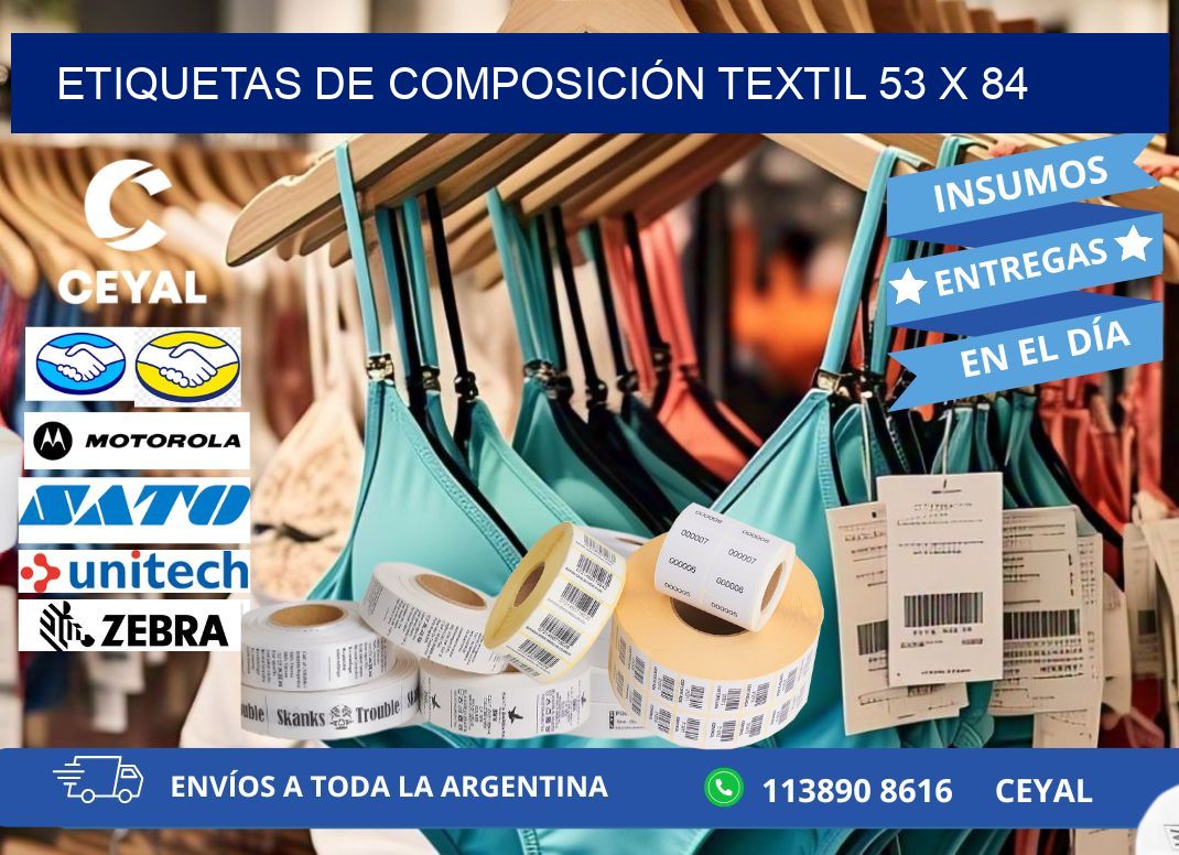 ETIQUETAS DE COMPOSICIÓN TEXTIL 53 x 84
