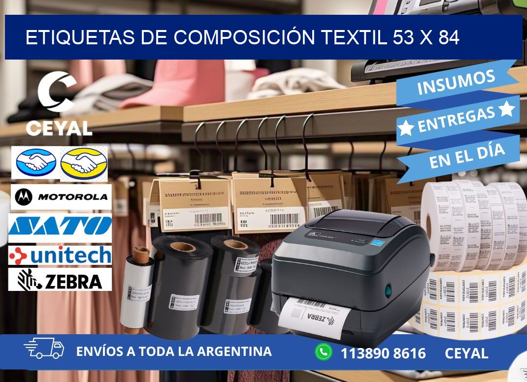 ETIQUETAS DE COMPOSICIÓN TEXTIL 53 x 84