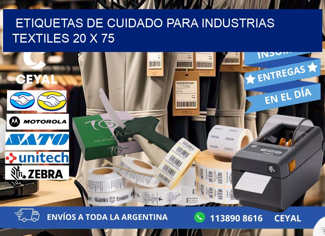 ETIQUETAS DE CUIDADO PARA INDUSTRIAS TEXTILES 20 x 75