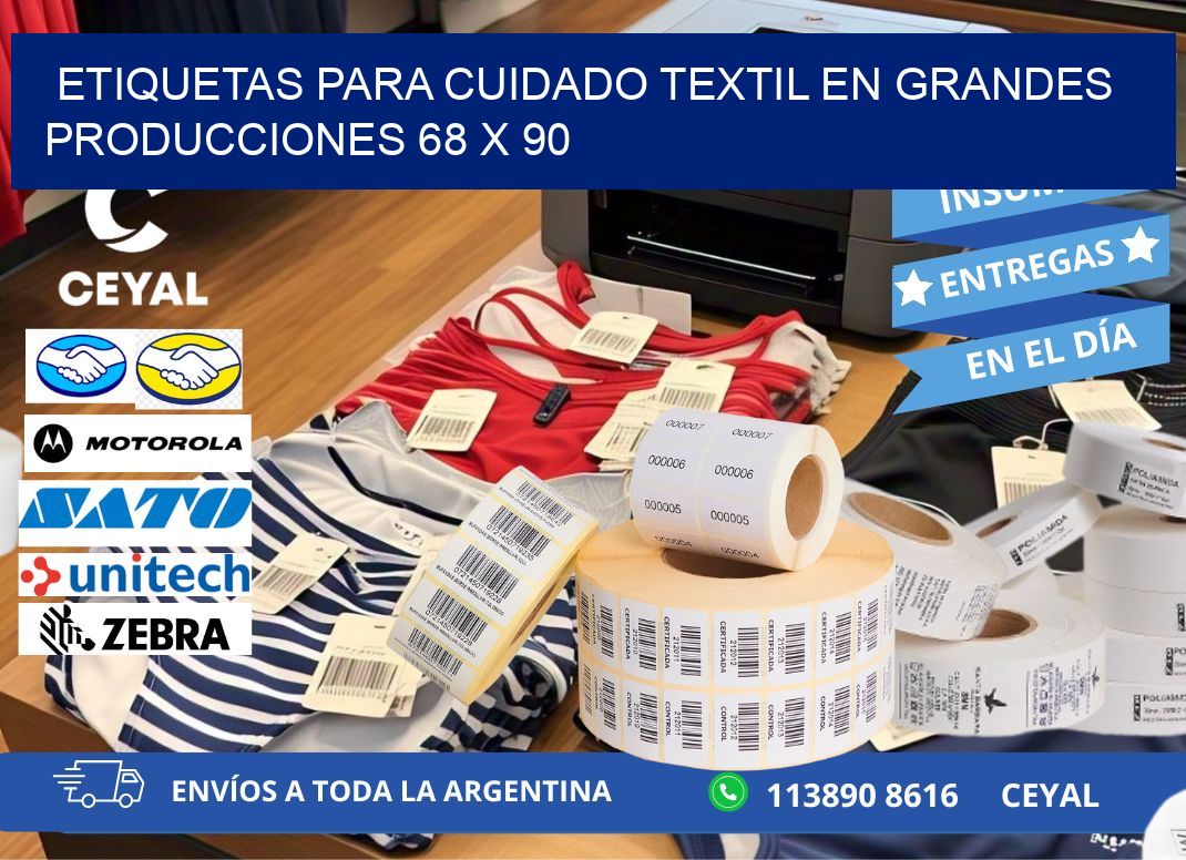 ETIQUETAS PARA CUIDADO TEXTIL EN GRANDES PRODUCCIONES 68 x 90