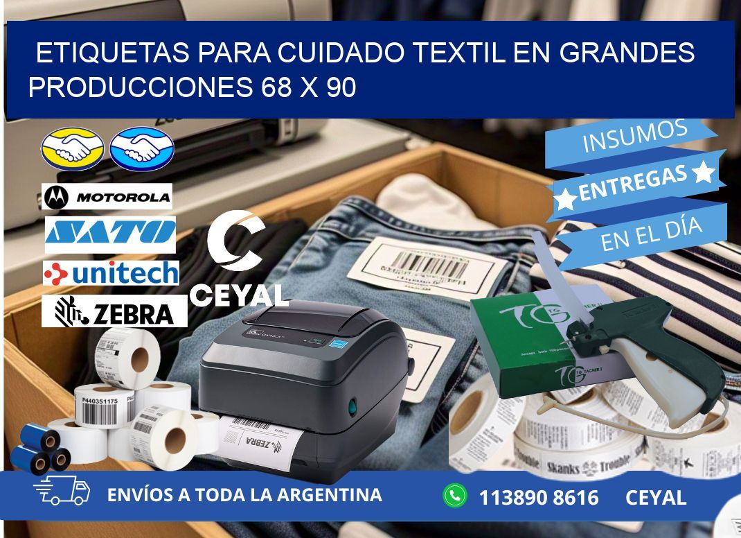 ETIQUETAS PARA CUIDADO TEXTIL EN GRANDES PRODUCCIONES 68 x 90