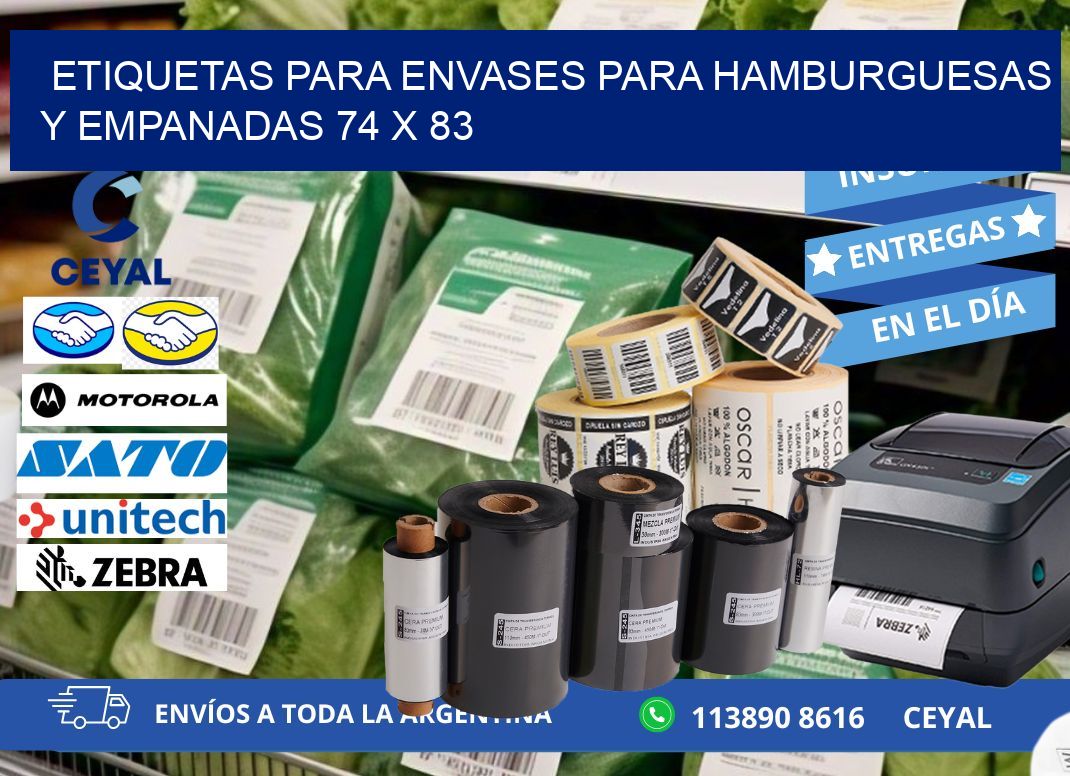 ETIQUETAS PARA ENVASES PARA HAMBURGUESAS Y EMPANADAS 74 x 83
