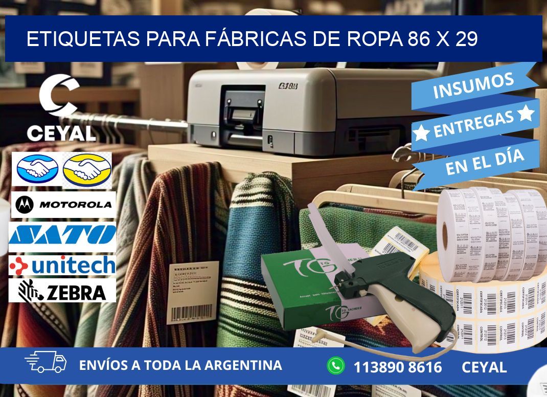 ETIQUETAS PARA FÁBRICAS DE ROPA 86 x 29