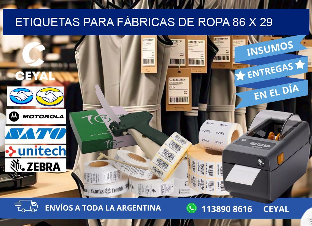 ETIQUETAS PARA FÁBRICAS DE ROPA 86 x 29