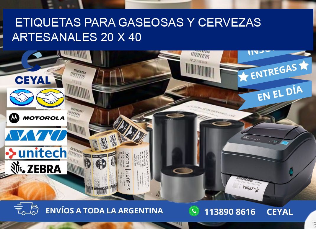 ETIQUETAS PARA GASEOSAS Y CERVEZAS ARTESANALES 20 x 40