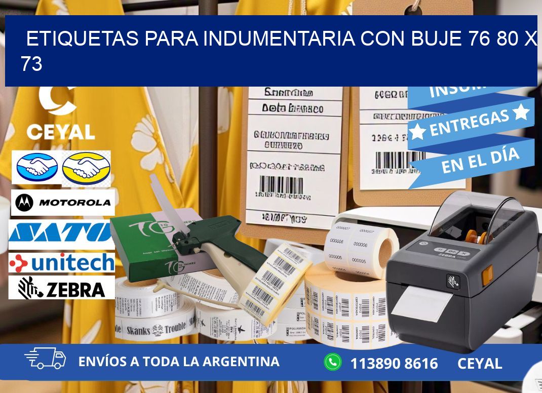 ETIQUETAS PARA INDUMENTARIA CON BUJE 76 80 x 73