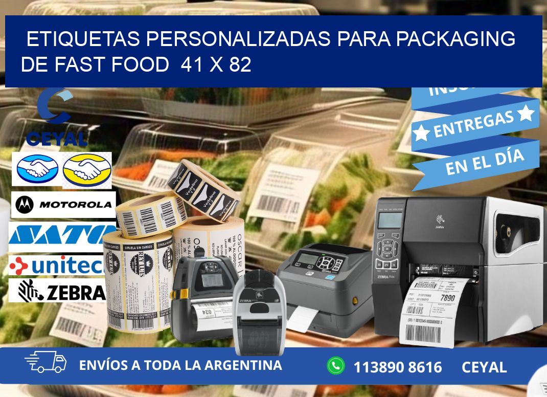 ETIQUETAS PERSONALIZADAS PARA PACKAGING DE FAST FOOD  41 x 82