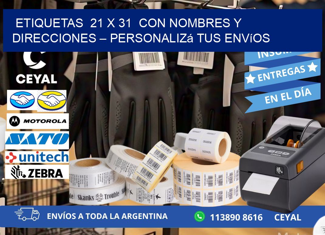 Etiquetas  21 x 31  con Nombres y Direcciones – Personalizá tus Envíos