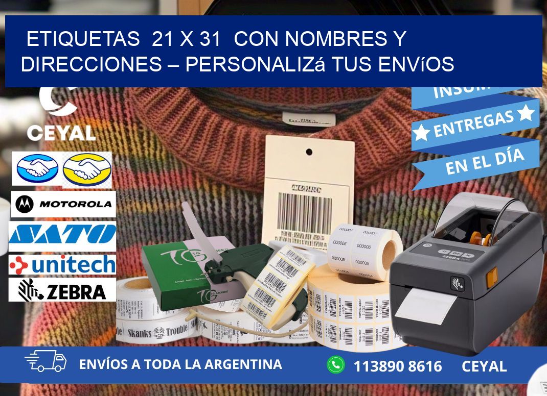Etiquetas  21 x 31  con Nombres y Direcciones – Personalizá tus Envíos