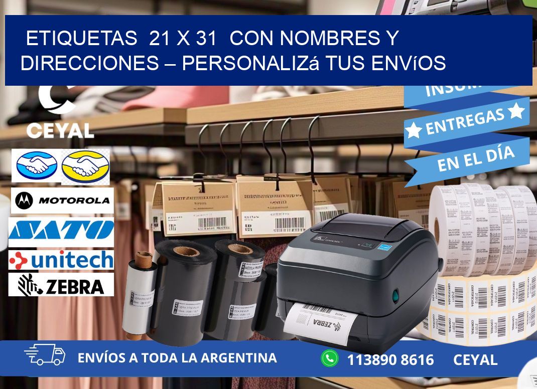 Etiquetas  21 x 31  con Nombres y Direcciones – Personalizá tus Envíos