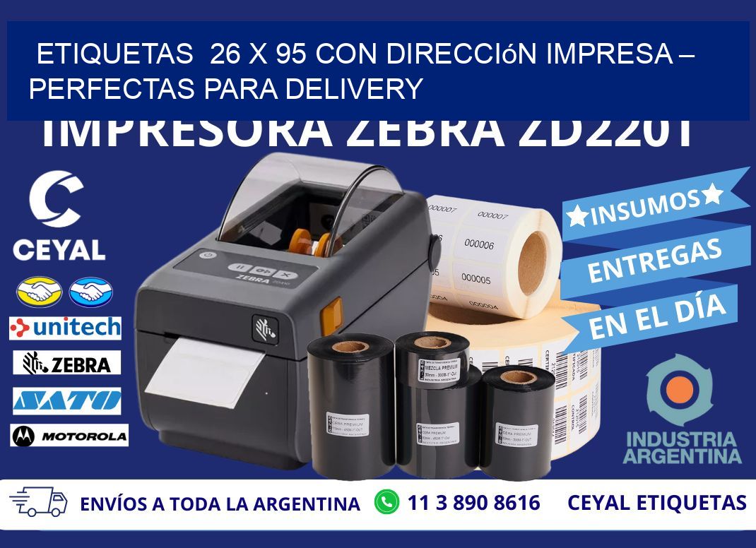 Etiquetas  26 x 95 con Dirección Impresa – Perfectas para Delivery