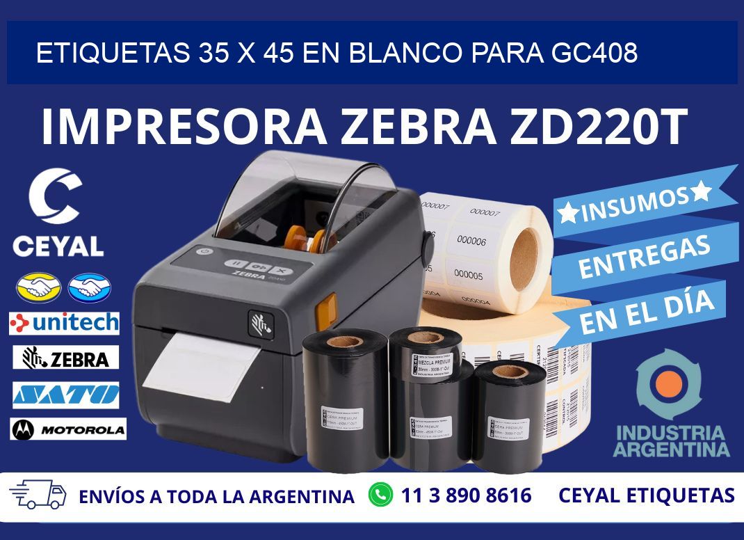 Etiquetas 35 x 45 en blanco para gc408