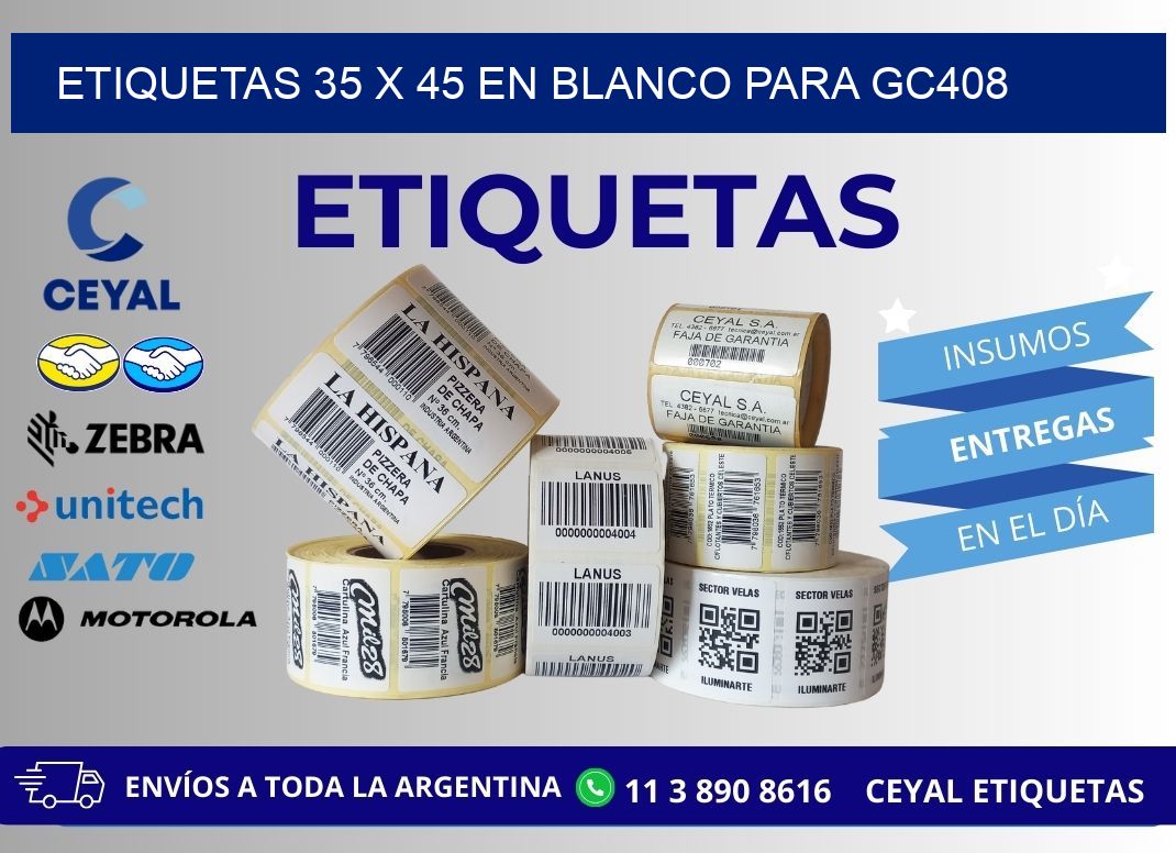 Etiquetas 35 x 45 en blanco para gc408