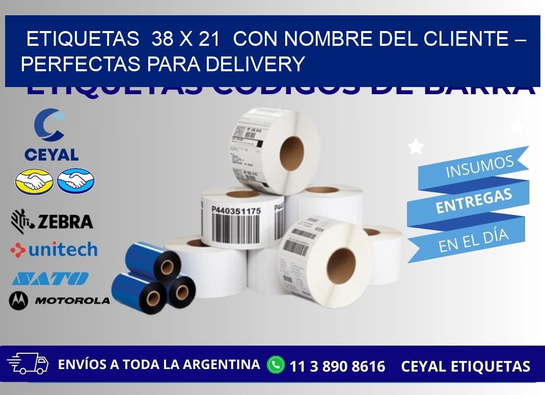 Etiquetas  38 x 21  con Nombre del Cliente – Perfectas para Delivery