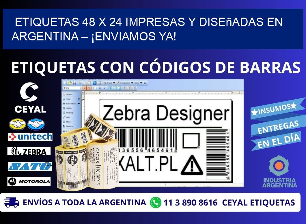 Etiquetas 48 x 24 Impresas y Diseñadas en Argentina – ¡Enviamos Ya!