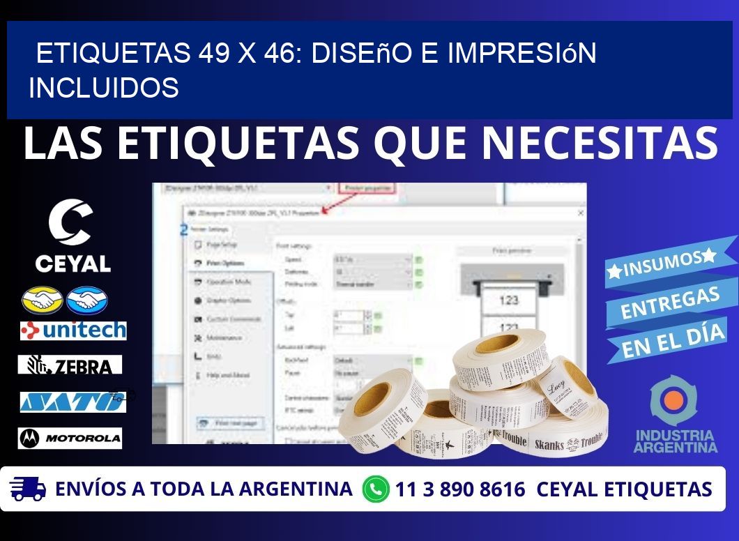 Etiquetas 49 x 46: Diseño e Impresión Incluidos