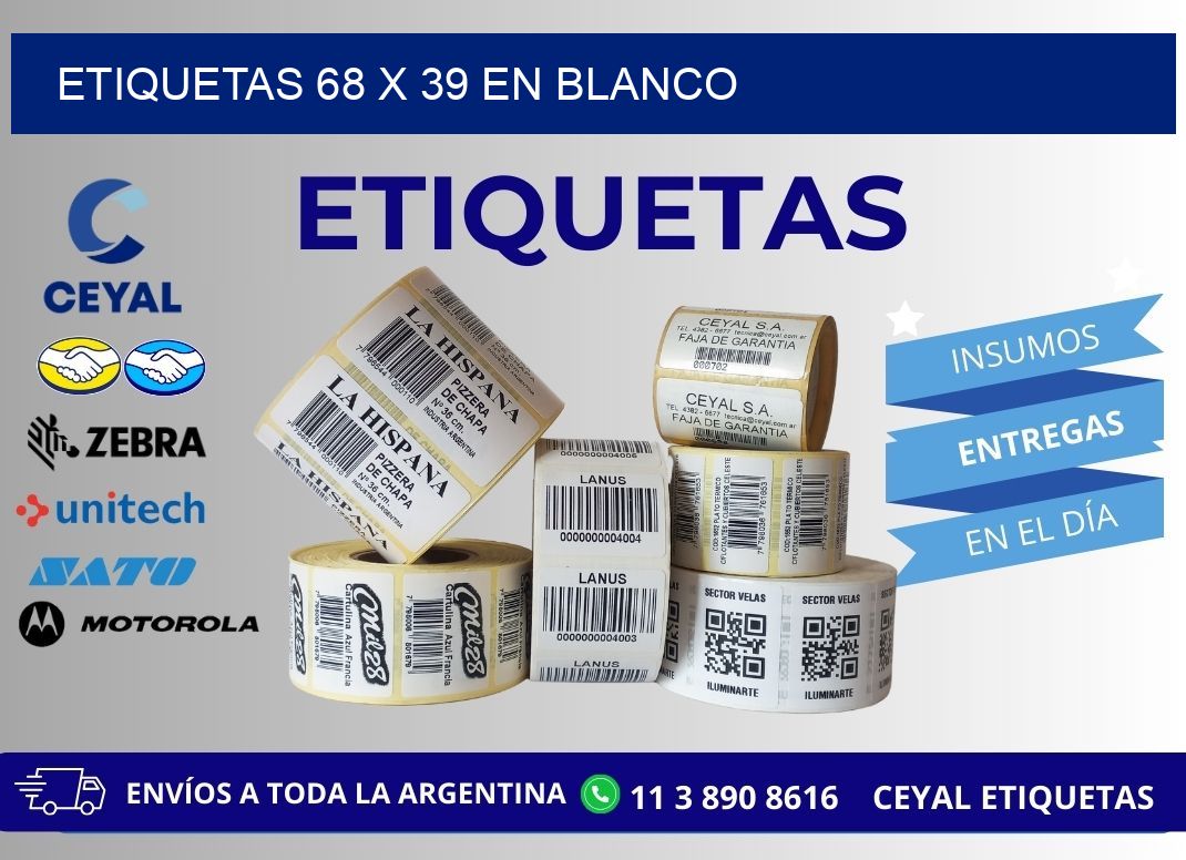 Etiquetas 68 x 39 en blanco