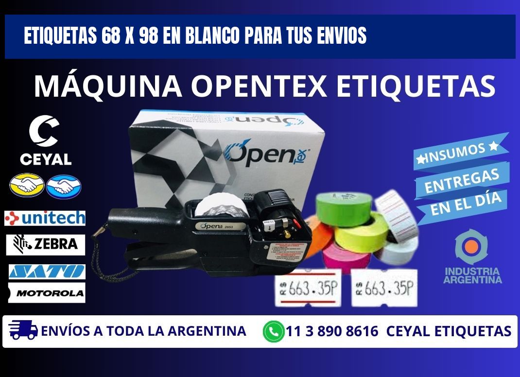 Etiquetas 68 x 98 en blanco para tus envios