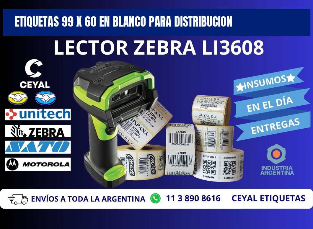 Etiquetas 99 x 60 en blanco para distribucion