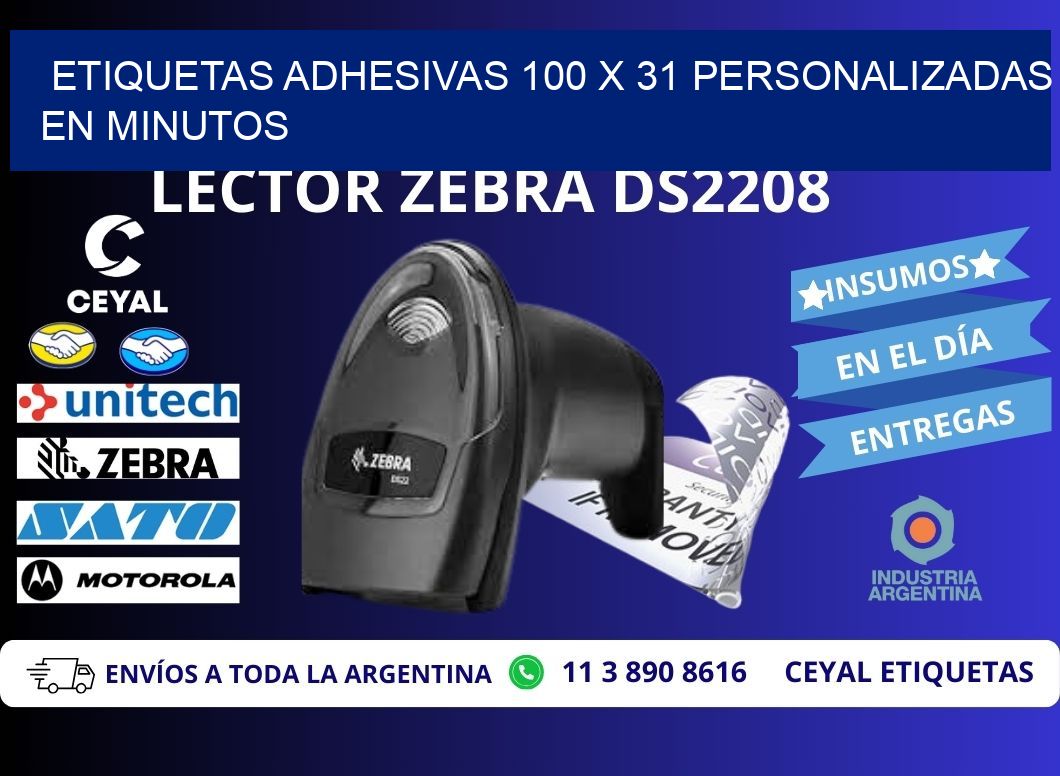 Etiquetas Adhesivas 100 x 31 Personalizadas en Minutos