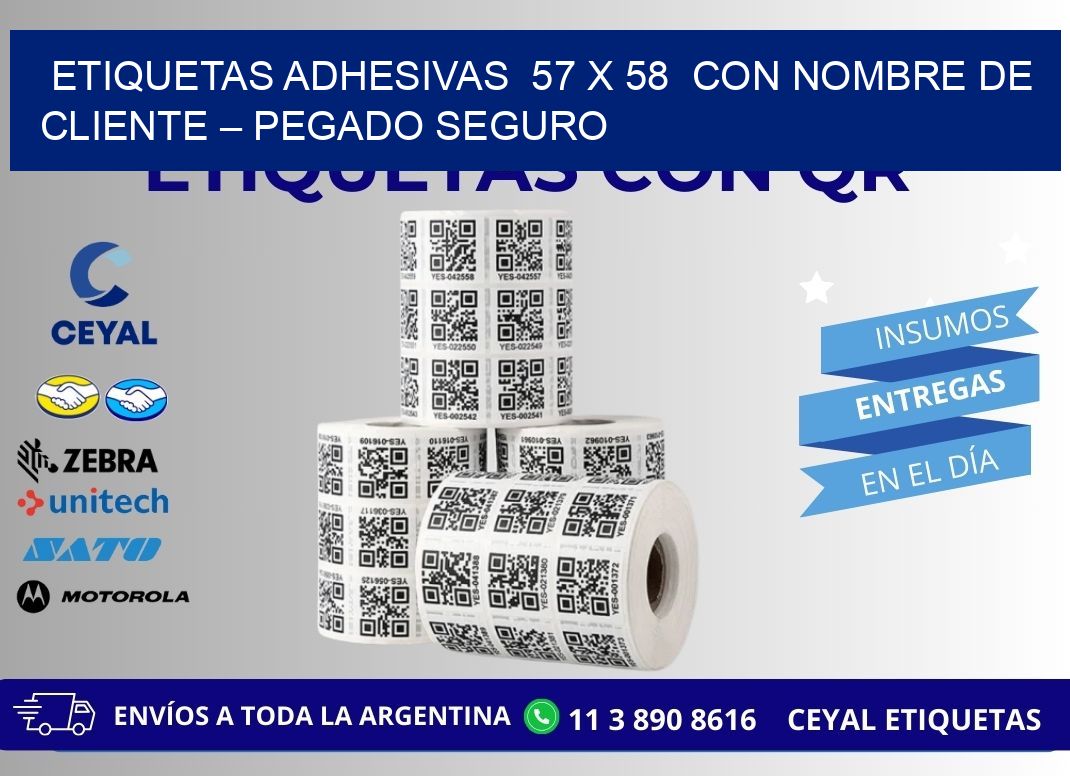 Etiquetas Adhesivas 57 x 58 con Nombre de Cliente – Pegado Seguro