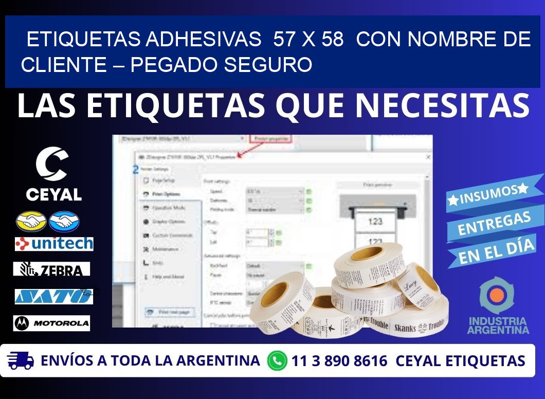 Etiquetas Adhesivas 57 x 58 con Nombre de Cliente – Pegado Seguro
