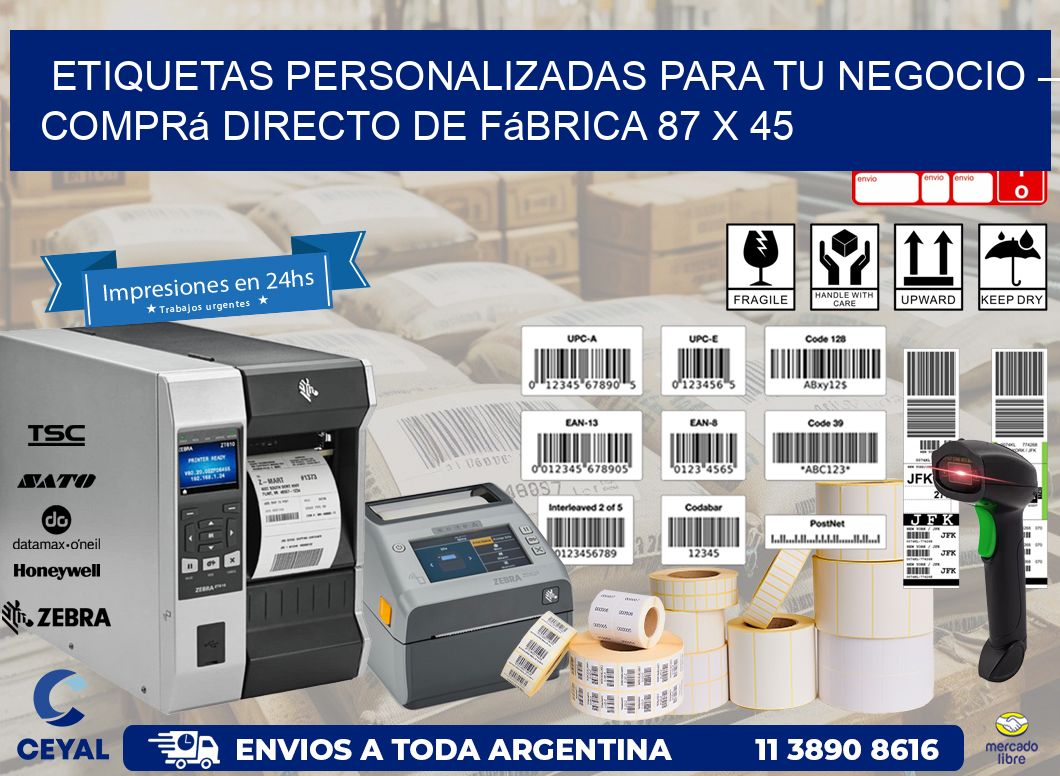 Etiquetas Personalizadas para Tu Negocio – Comprá Directo de Fábrica 87 x 45