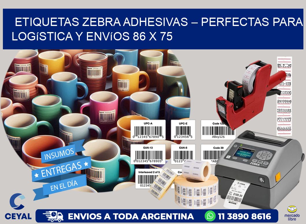 Etiquetas Zebra Adhesivas – Perfectas para Logística y Envíos 86 x 75