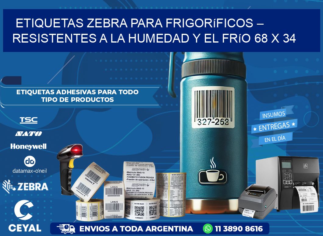 Etiquetas Zebra para Frigoríficos – Resistentes a la Humedad y el Frío 68 x 34