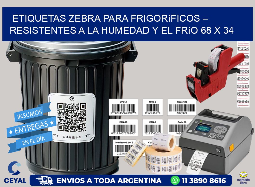 Etiquetas Zebra para Frigoríficos – Resistentes a la Humedad y el Frío 68 x 34