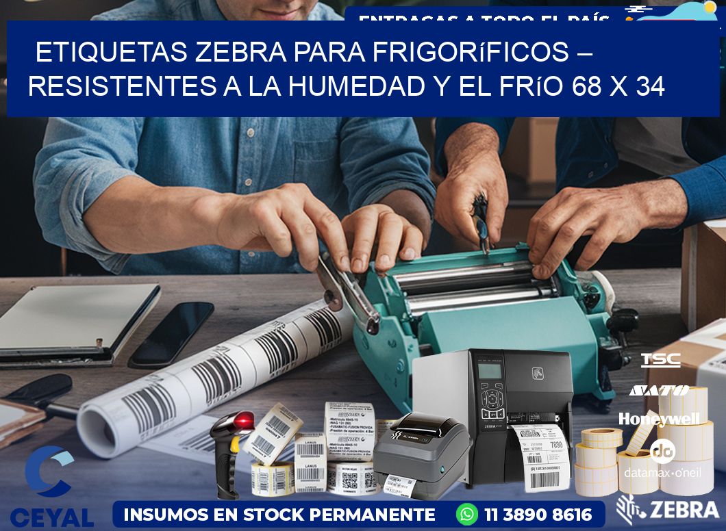 Etiquetas Zebra para Frigoríficos – Resistentes a la Humedad y el Frío 68 x 34