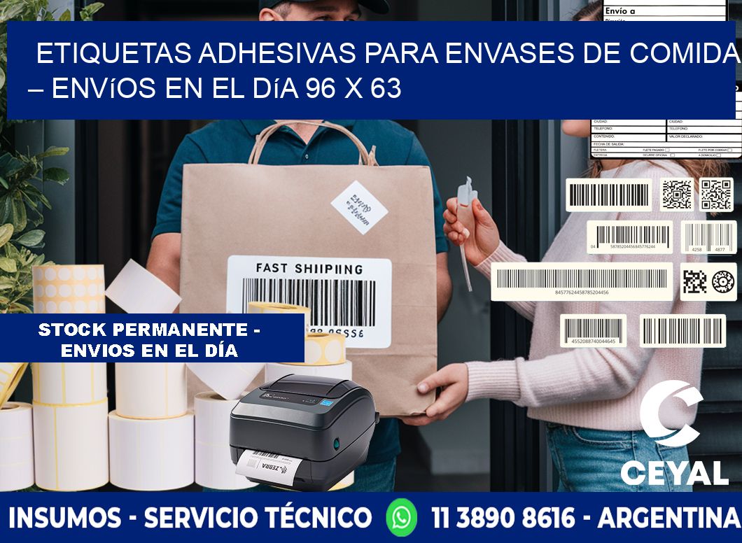 Etiquetas adhesivas para envases de comida – Envíos en el día 96 x 63