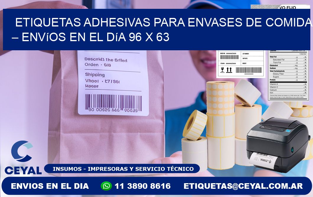 Etiquetas adhesivas para envases de comida – Envíos en el día 96 x 63