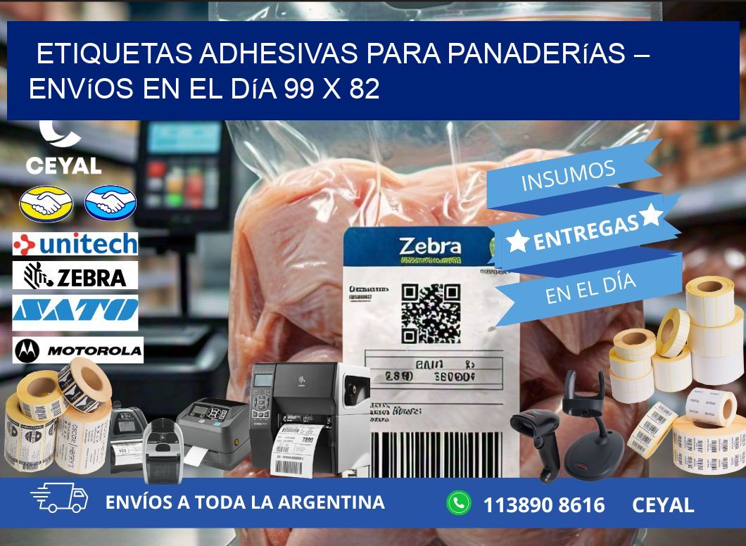 Etiquetas adhesivas para panaderías – Envíos en el día 99 x 82